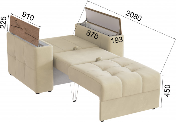 Кресло-кровать "Нави", Бежевый/МДФ дуб канадский