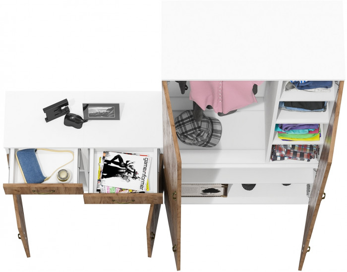 Лидер-8 Шкаф МД 20Б + Тумба МД 3.15 + Тумба МД 3.15, цвет белый шагрень/крафт золото, ШхГхВ 160х37,5х190 см., НЕ универсальная сборка