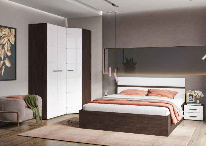 ЛИБЕРТИ ТБ 01 Тумба прикроватная (400х330х340) Фасад МДФ БЕЛЫЙ ГЛЯНЕЦ/Корпус ВЕНГЕ