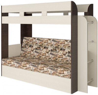 Карамель 75 кровать-диван Ясень Анкор Светлый / Бодега Темный / Ткань Латте