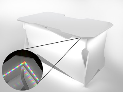 Игровой компьютерный стол RVG с подсветкой Белый/Белый 140