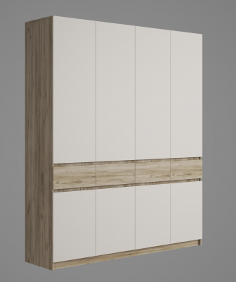 Шкаф Бостон ЛДСП ШК-004 четырехдверный, крафт серый/кашемир