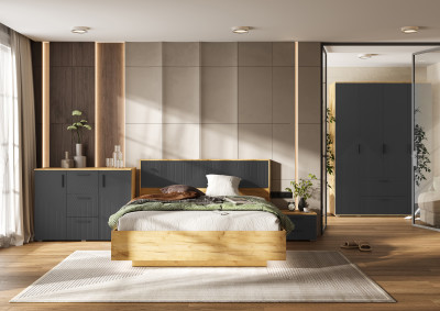 Сильвия Спальня, Браш Графит/Дуб крафт