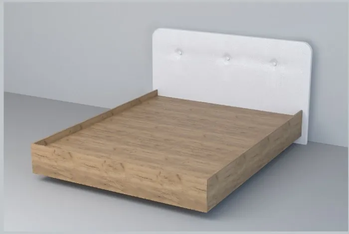 Кровать 1,4 арт.031 (Пуговицы) ЛН. (Дуб Крафт Золотой/Стальной Серый)