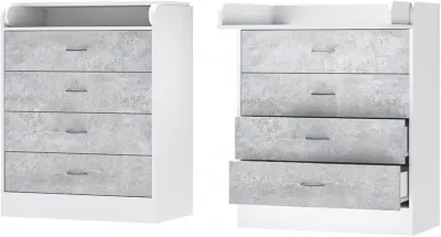 Комод раскладной Бриз ЛДСП, Белый/Цемент Светлый