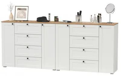 Остин 16.221 Комод + 16.221 Комод, белый шагрень/дуб крафт золотой