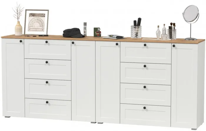 Остин 16.221 Комод + 16.221 Комод, белый шагрень/дуб крафт золотой