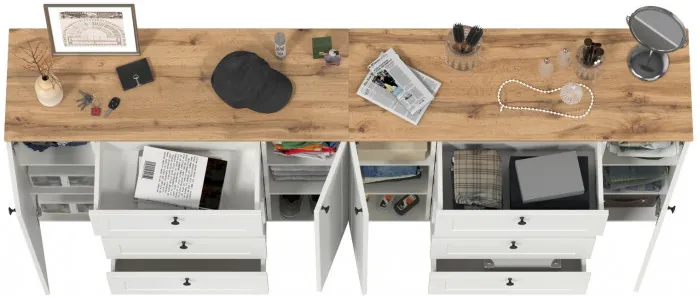 Остин 16.221 Комод + 16.221 Комод, белый шагрень/дуб крафт золотой