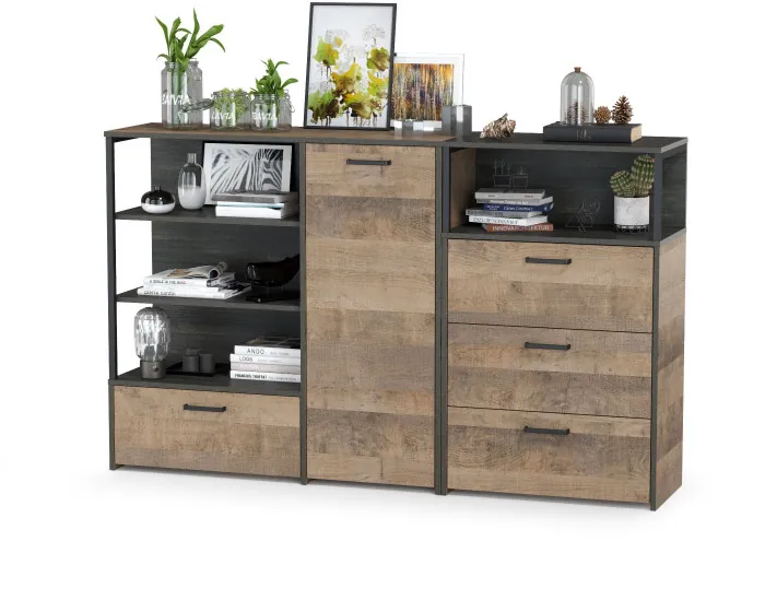 Трувор 13.307.01 Комод + 13.307.02 Комод с ящиками, дуб гранж песочный/интра