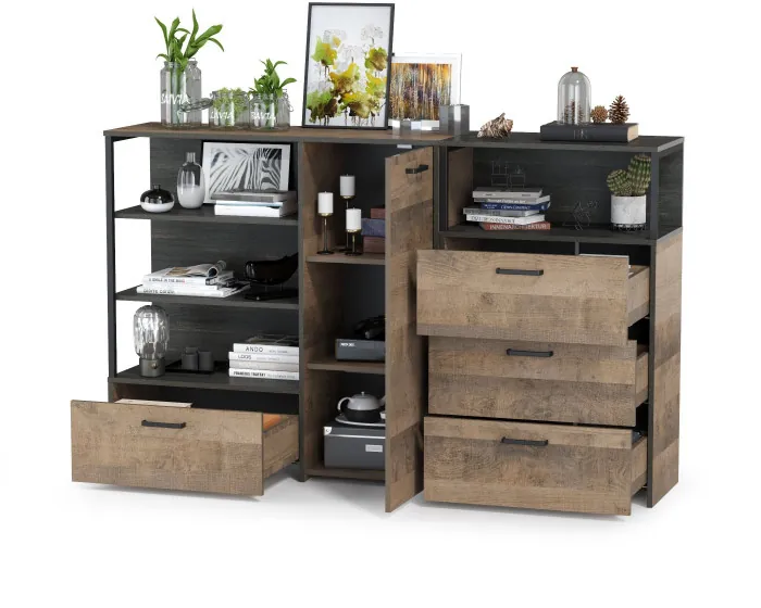 Трувор 13.307.01 Комод + 13.307.02 Комод с ящиками, дуб гранж песочный/интра