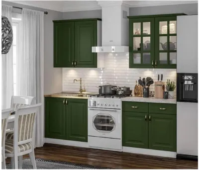 Кухня МДФ Престиж 1600/900 (Зеленый, Белый)