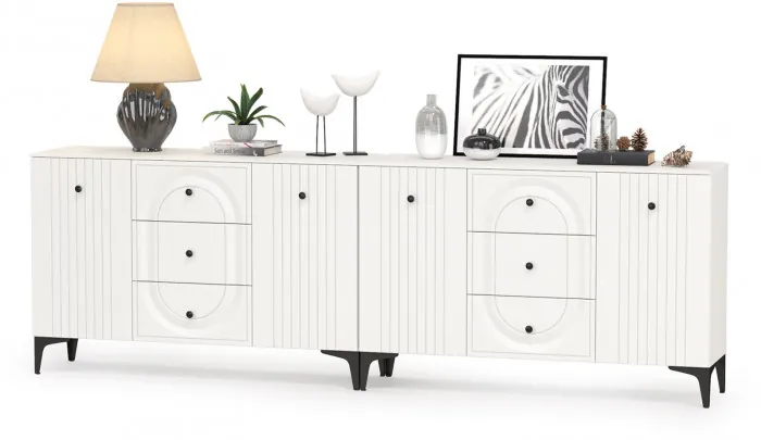 Валенсия Спальня 13.309 Комод + 13.309 Комод, ЛДСП белый шагрень/МДФ белый шагрень