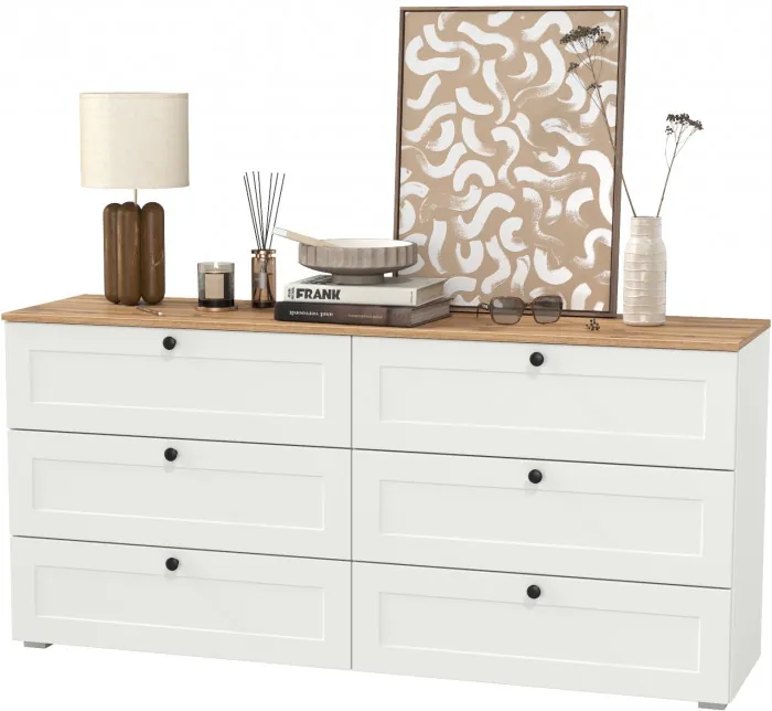 Остин 16.240 Комод, белый шагрень/дуб крафт золотой