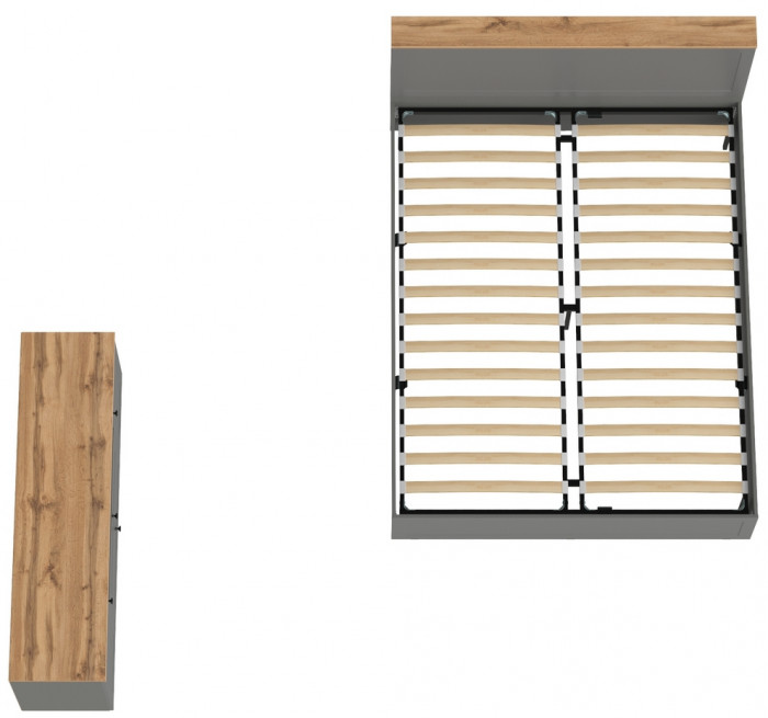 Остин 11.53 Кровать + ортопед + 16.47 Тумба под ТВ, серый графит/дуб крафт золотой