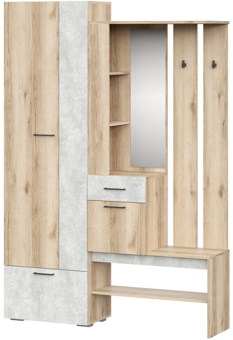 Набор мебели для прихожей "Фаворит 1"Дуб Делано/Цемент Светлый