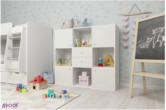 Стеллаж Джери (Белое дерево/Белое дерево)