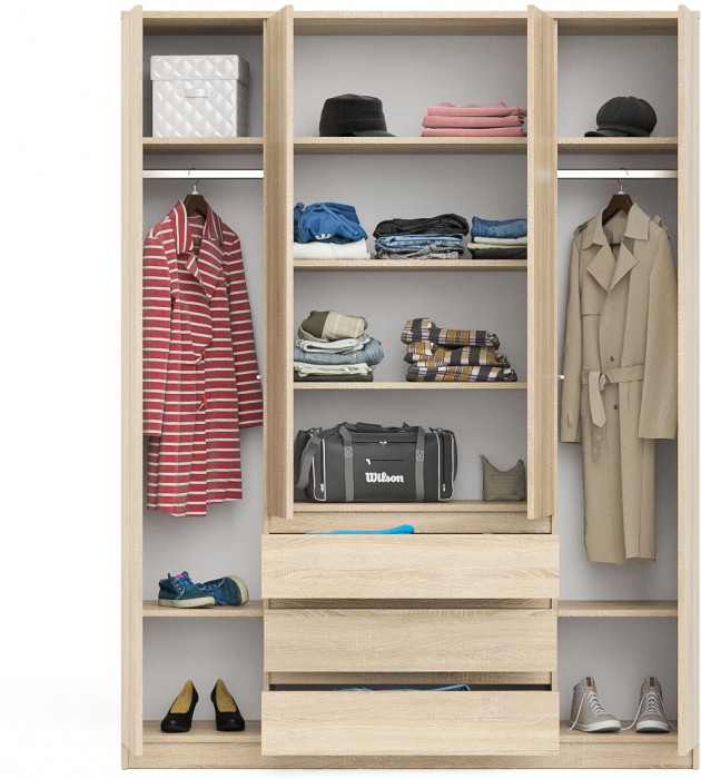 Мори Шкаф МШ1600.1, цвет дуб сонома, ШхГхВ 160,4х50,4х209,6 см.