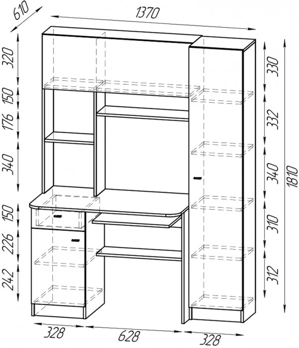 Два стола рабочих 6-0603 Альфа + два кресла 103 чёрных, цвет ясень шимо светлый, ШхГхВ 274х61х181 см., универсальная сборка