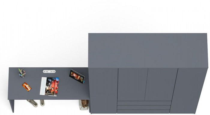 Мори письменный стол МСП1200.1 + Шкаф МШ1600.1, графит