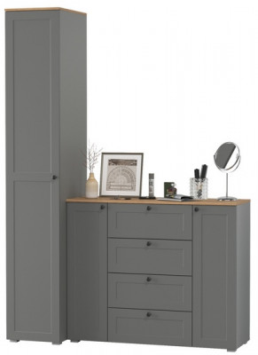 Остин Прихожая 09, цвет серый графит/дуб крафт золотой, ШхГхВ 160х54,3х229,6 см., универсальная сборка