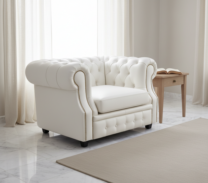 Кресло Честер ЛОФТ, экокожа, белый