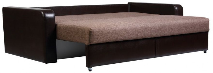 Диван-кровать Дублин 160х195, еврокнижка, рогожка/экокожа, коричневый