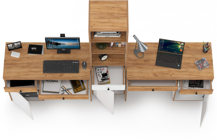 Вуди Компоновка № 10, белый премиум/дуб крафт золотой