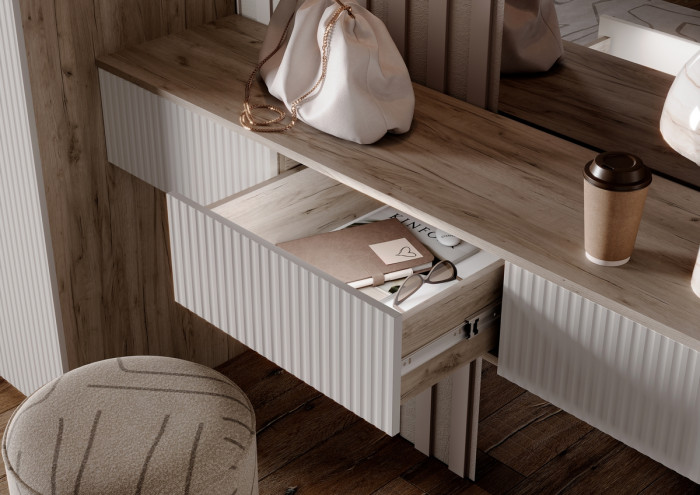 Полка косметическая со шкафом 2х-ств Марвэл, Крафт серый/Кашемир