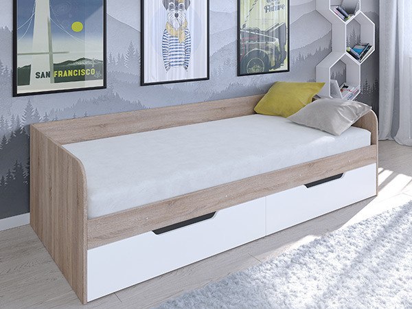 Кровать Астра одноярусная Сонома/Белый