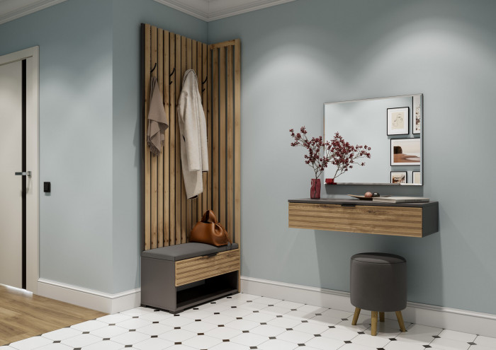 Модульная Прихожая Ома, набор №3, Графит/Дуб Тортуга, Simple 27