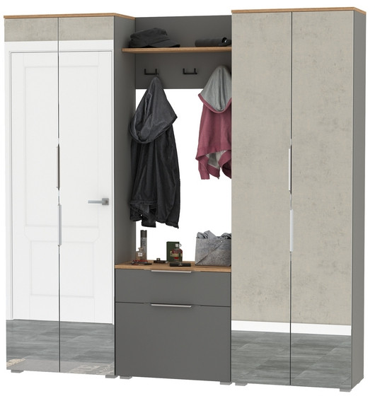 Октава Прихожая 25, серый графит/дуб крафт золотой/фасады МДФ серый графит