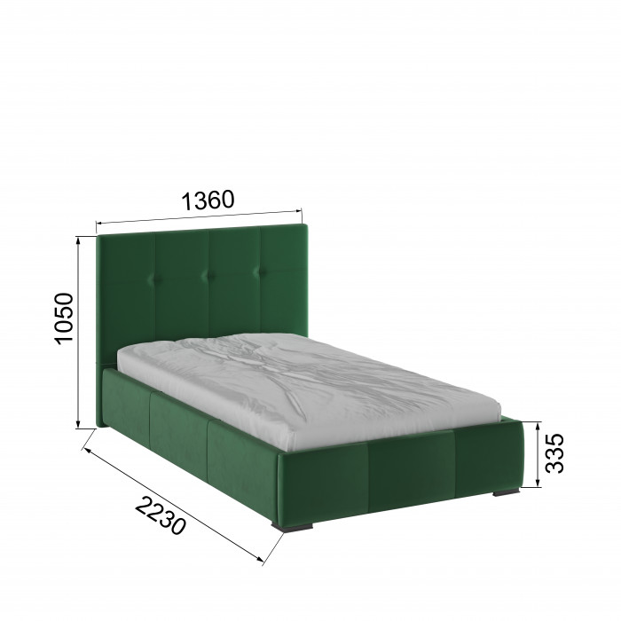 Рио Кровать интерьерная 120 изумруд квадрат, ортопед