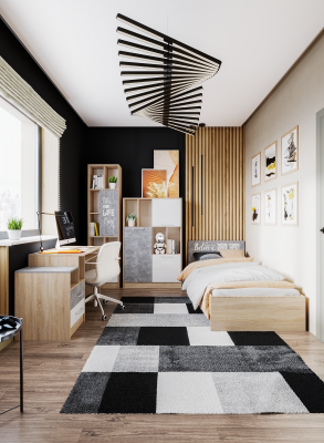 Модульная подростковая спальня Колибри-Лофт, набор 2, Дуб сонома/Ателье светлое