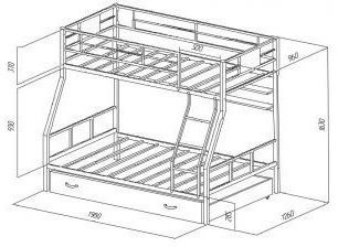Двухъярусная кровать Гранада-1ПЯ, коричневая (Белый, Коричневый)
