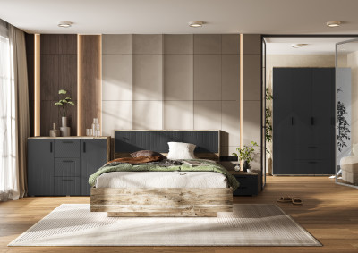 Сильвия Спальня, Браш Графит/Дуб Юкон