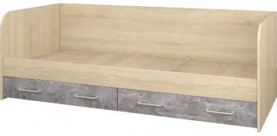 Колибри-лофт Кровать с ящиками дуб сонома/ателье светлое+акрил белый