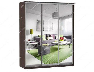 Шкаф купе Модерн 1776х600 3-х дверный 2-х секционный зеркальный венге
