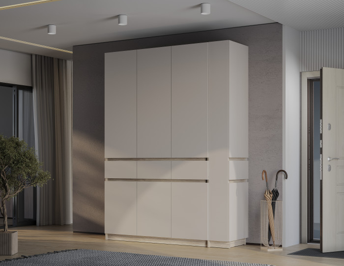 Шкаф стеллаж "Багира" ШК-16 Дуб смоки/Кашемир