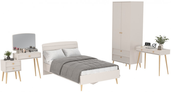 Афина Спальня 08-1200, цвет кашемир серый, сп.м. 1200х2000 мм., б/м, основание есть - фанера