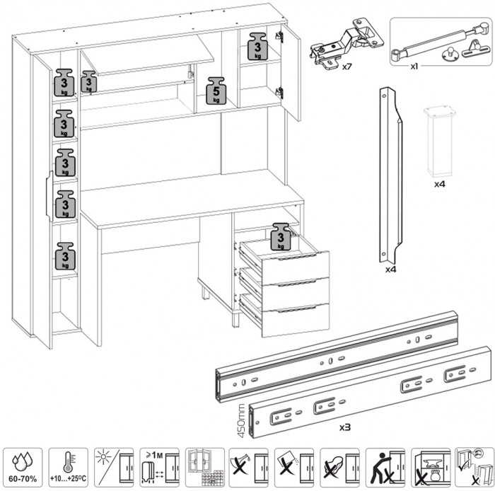 Стол компьютерный Комфорт 12.95N + Стол компьютерный Комфорт 12.95N, цвет дуб сонома/тёмно-серый, ШхГхВ 324х60,3х180 см., НЕ универсальная сборка