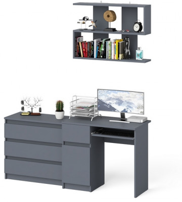 Мори Стол компьютерный МС-1 левый + Комод МК800.1 + Полка 900, цвет графит, ШхГхВ 170,4х50х209,6 см., НЕ универсальная сборка