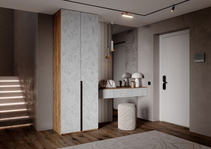 Полка косметическая со шкафом 2х-ств Марвэл, Крафт золотой/Мальта