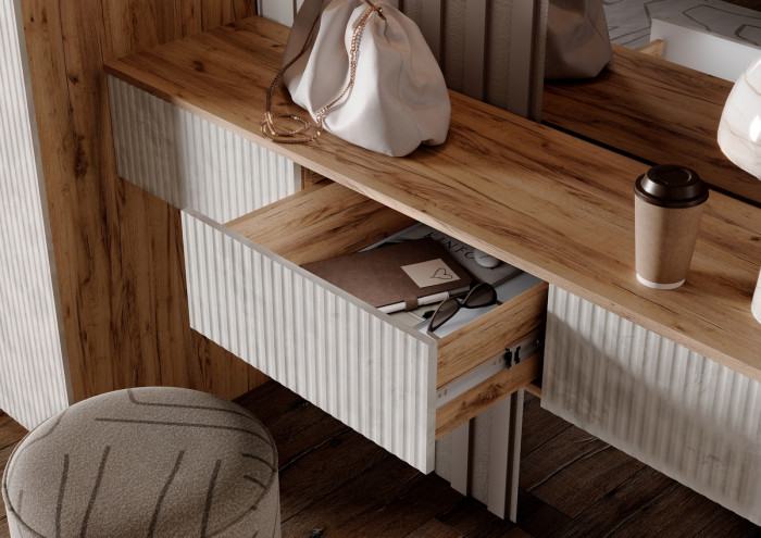 Полка косметическая со шкафом 2х-ств Марвэл, Крафт золотой/Мальта