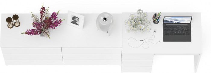 Мори компьютерный стол МС-6 левый + Комод МК1380.6, белый