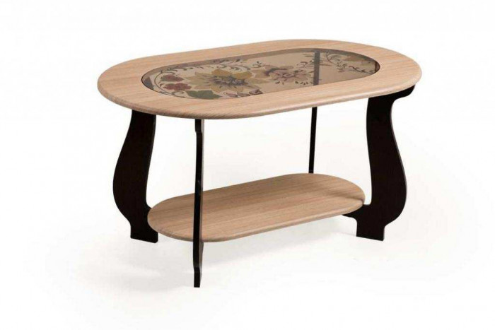 Стол журнальный СЖ-21 с рисунком Р1 венге/дуб