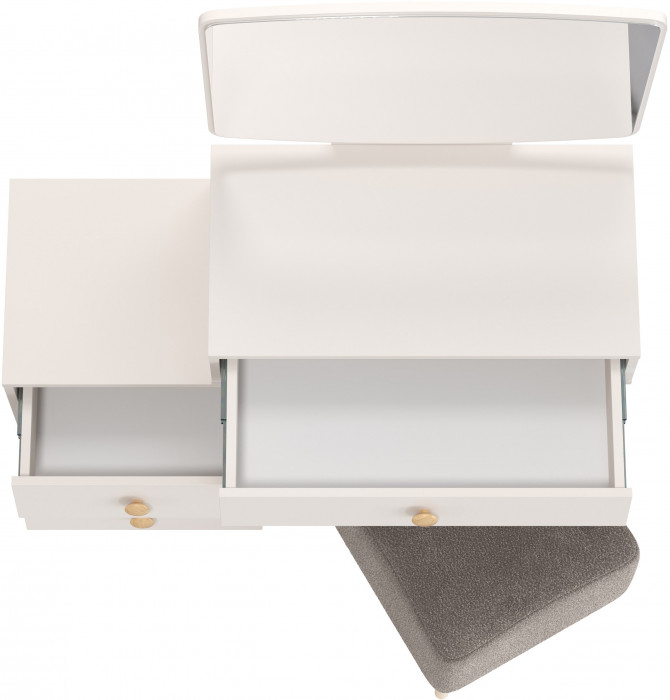 Афина Спальня 4-25901М1к.с. Трюмо + Банкетка 6-5133ТКВсерый Куби, цвет кашемир серый/ткань серая, ШхГхВ 105х38,6х129 + 41х41х45 см., универс. сб.