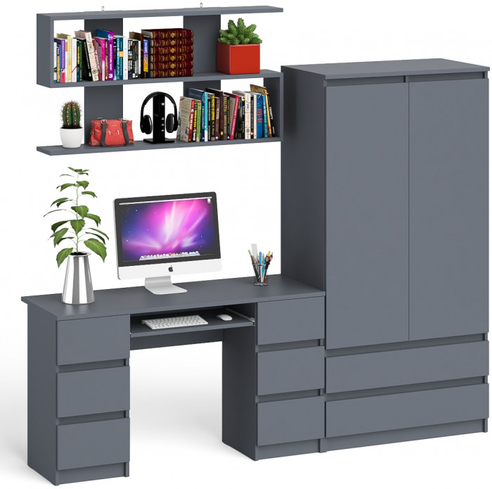 Мори компьютерный стол МС-2 + Шкаф МШ900.1 + Полка 1200, графит