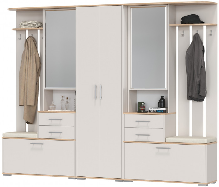 Прихожая Домино 3, дуб крафт золотой/кашемир серый