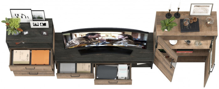 Трувор Гостиная 066, дуб гранж песочный/интра