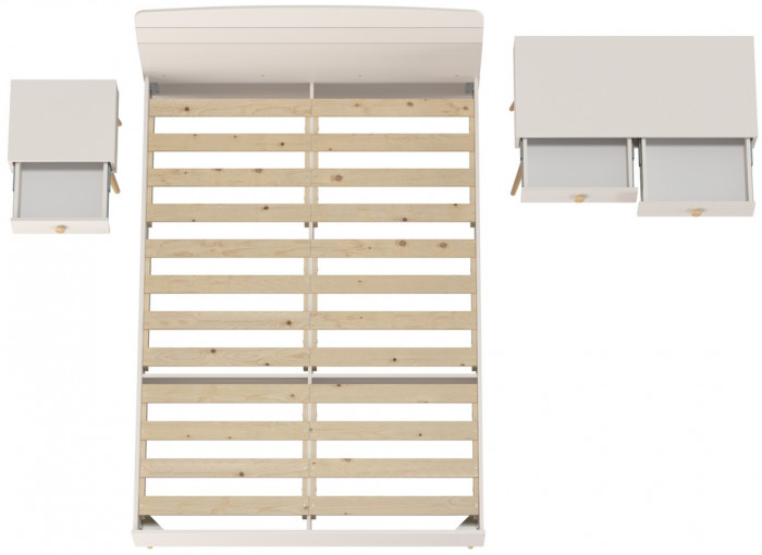 Афина Спальня Кровать 1400 + Стол + Тумба, кашемир серый